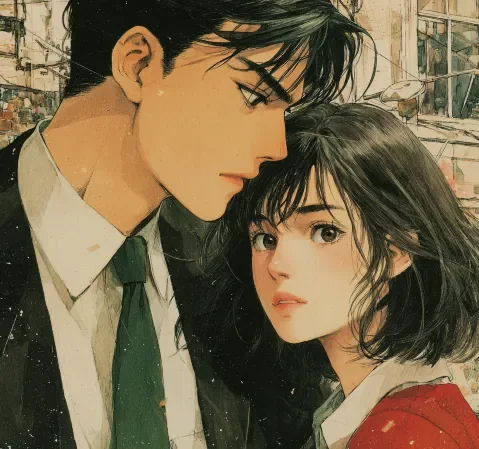 校园韩漫封面，樱花树下